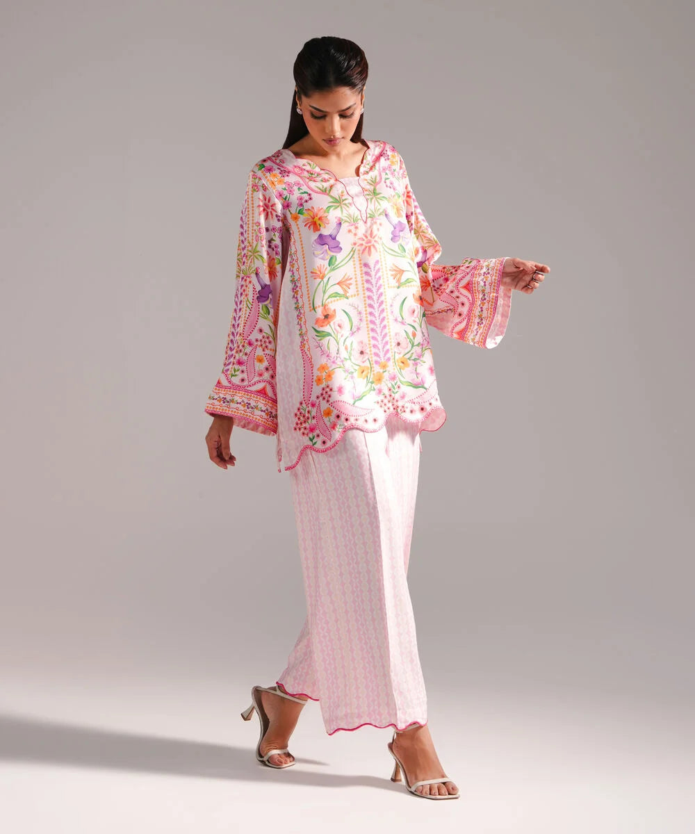 2 Piece - Printed Silk Suit