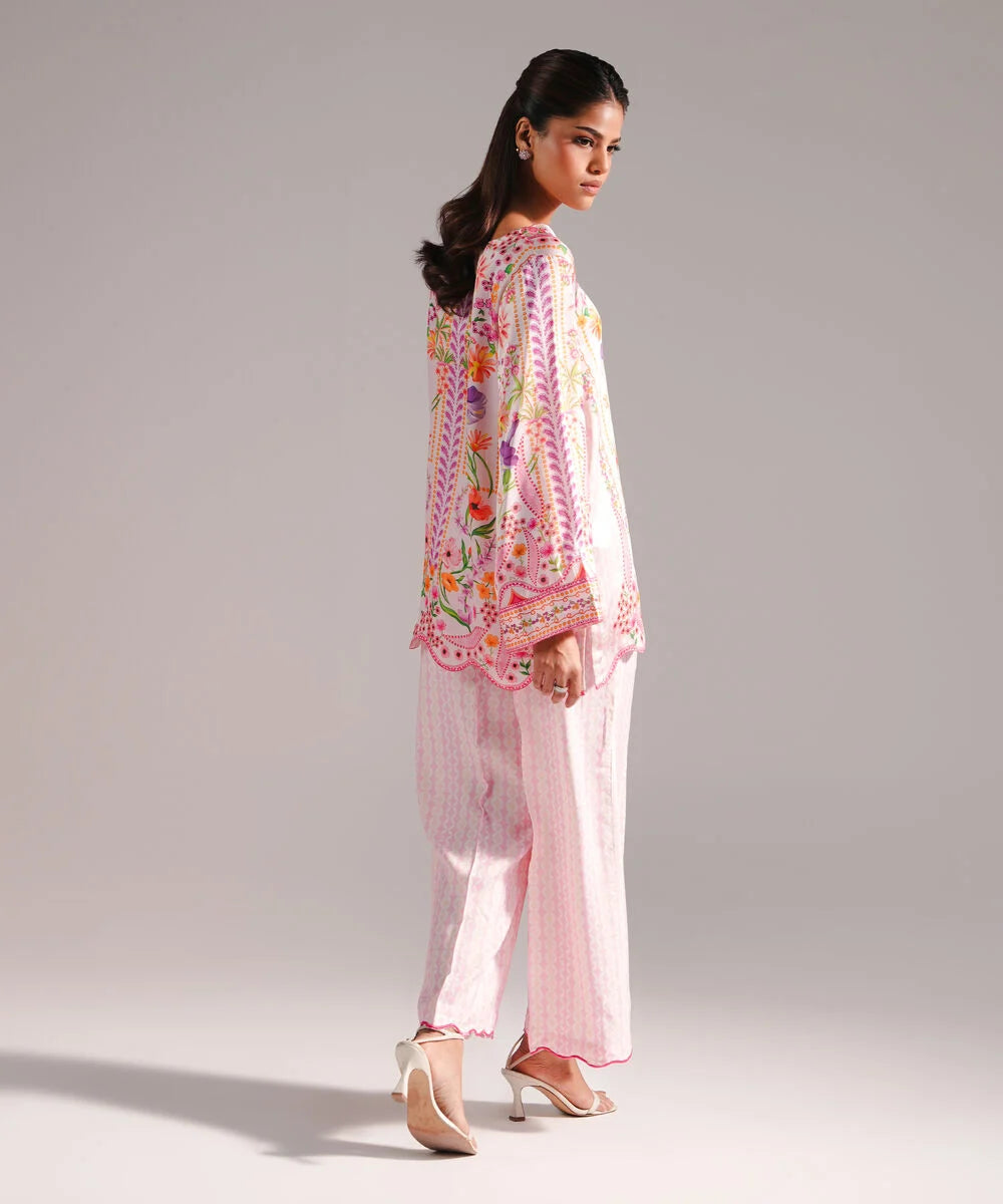 2 Piece - Printed Silk Suit